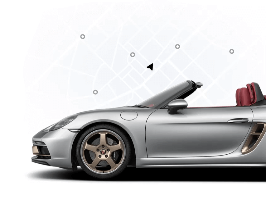 Premium silver Porsche car
